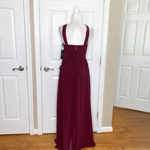 LULU’S Air of Romance Maxi Dress Burgundy Size Medium Chiffon NWT - Picture 11 of 15
